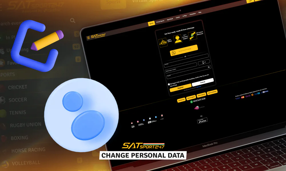 Change your personal data at profile page