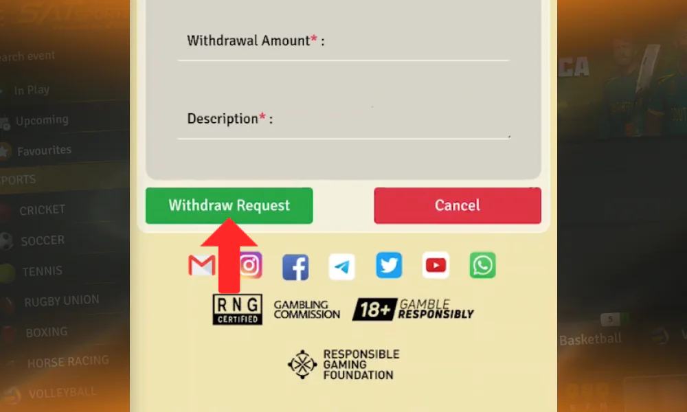Complete the process by clicking the “Withdraw request” button
