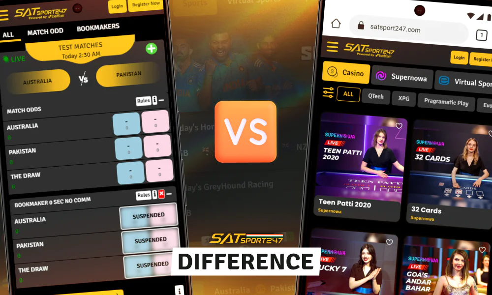 The main differences between the mobile version and the app of Satsport247