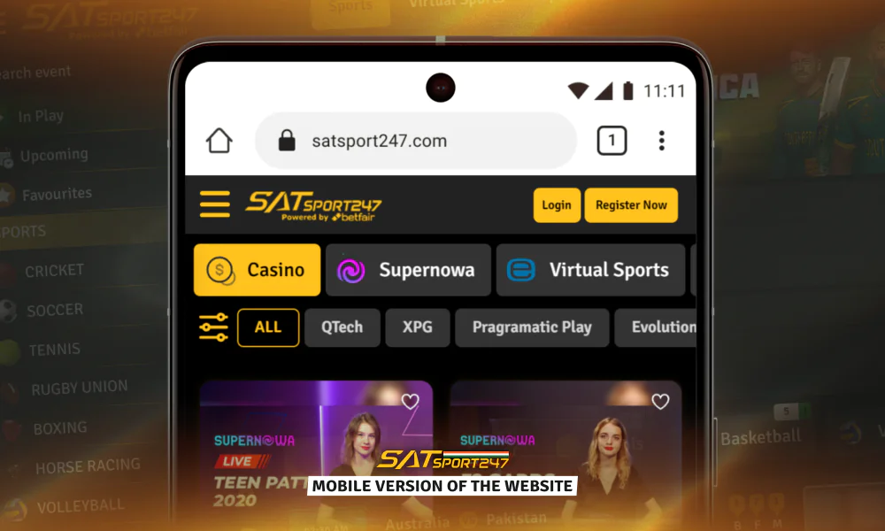 The mobile version of the Satsport247 website experience for users through their smartphones or tablets