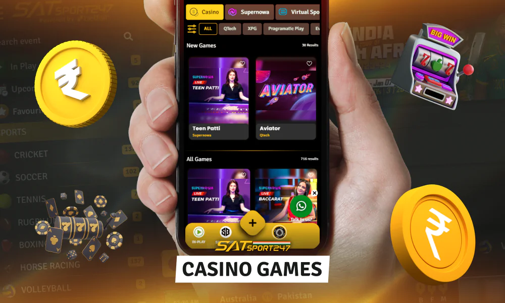 The Satsport247 app offers a wide selection of popular casino games